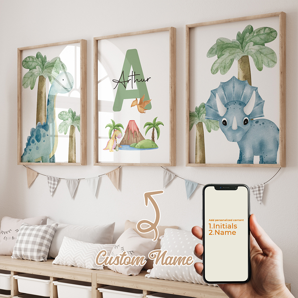 Home Decor Aesthetic - 3pcs Personalized Custom Name Cartoon Child