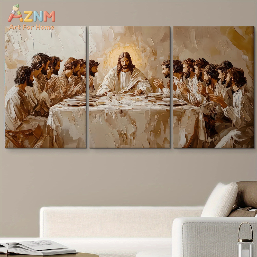 Geometric Wall Art - 3PCS The Last Supper Abstract Oil