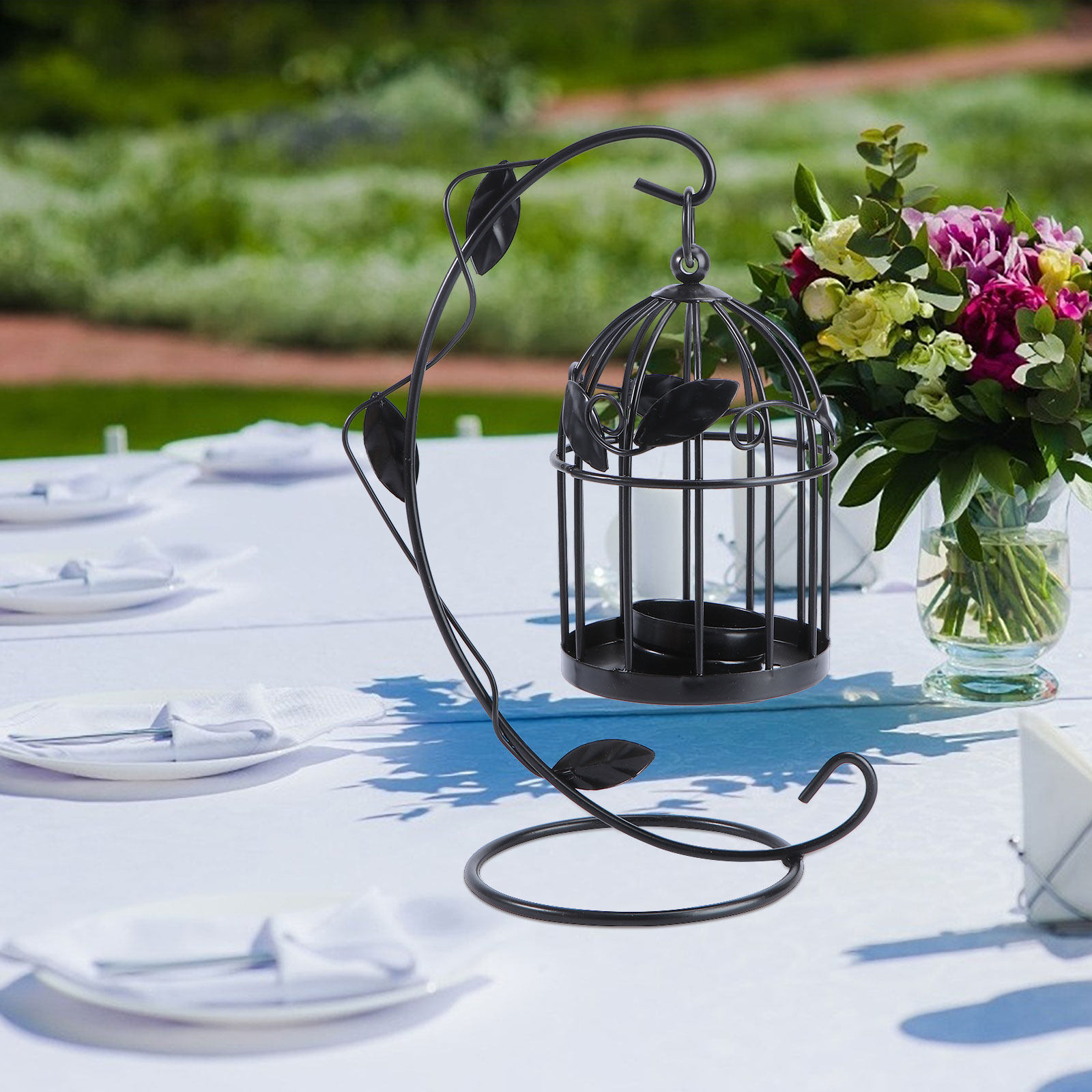 Home Decor Yoga - 1Pcs Black Metal Birdcage Candleholder Decorative