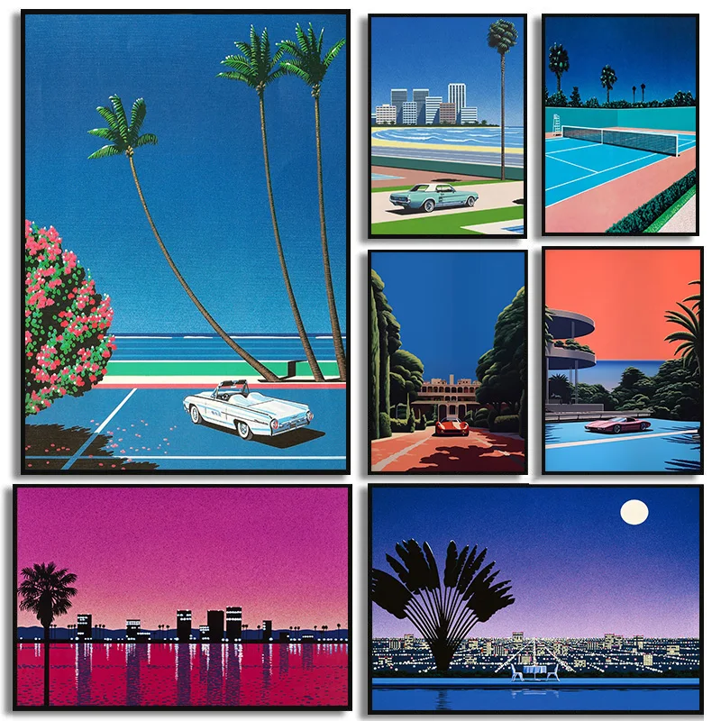 Abstract Oil Painting - Retro Hiroshi Nagai Vaporwave Japanese Tropical