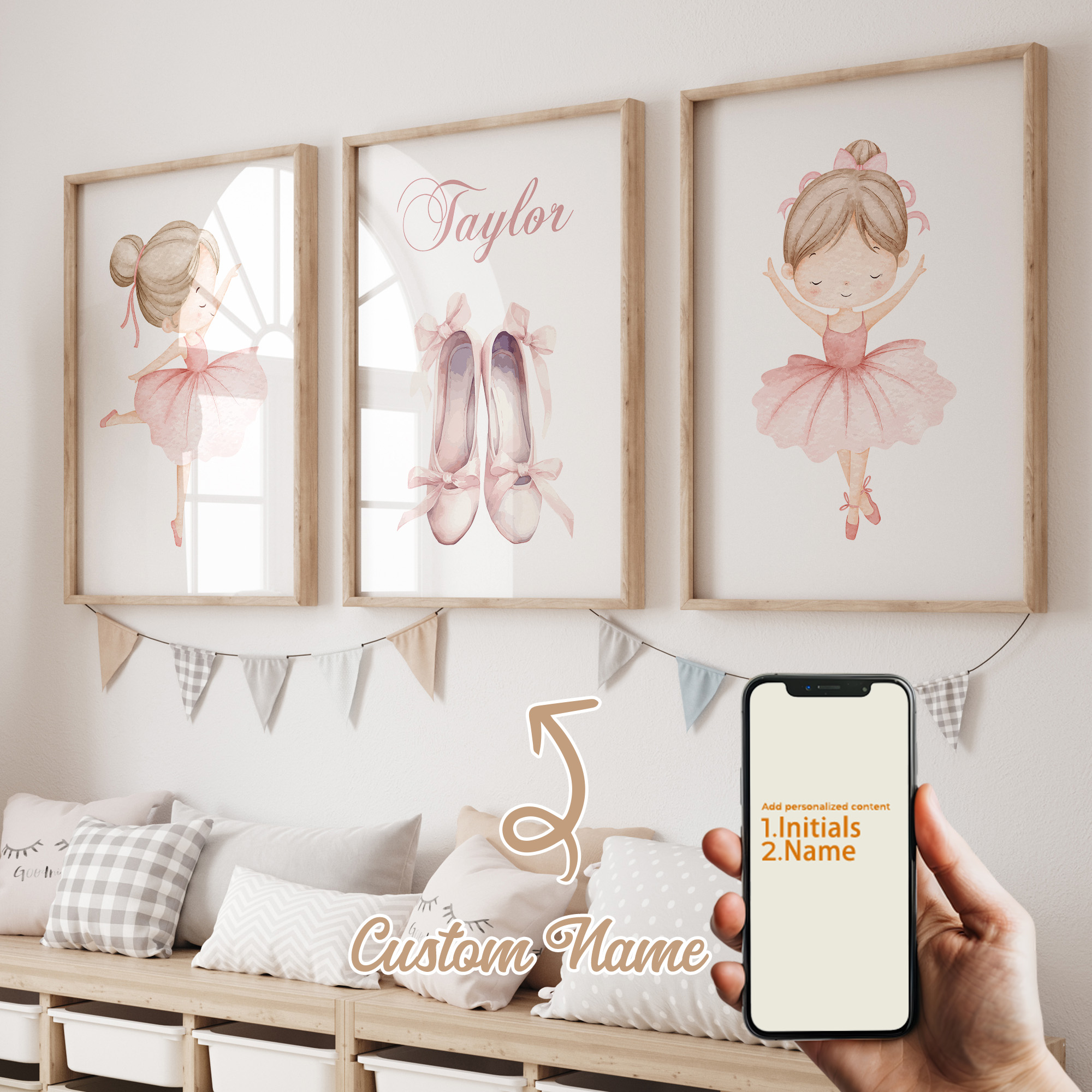 Home Decor Aesthetic - 3pcs Personalized Custom Name Cartoon Child