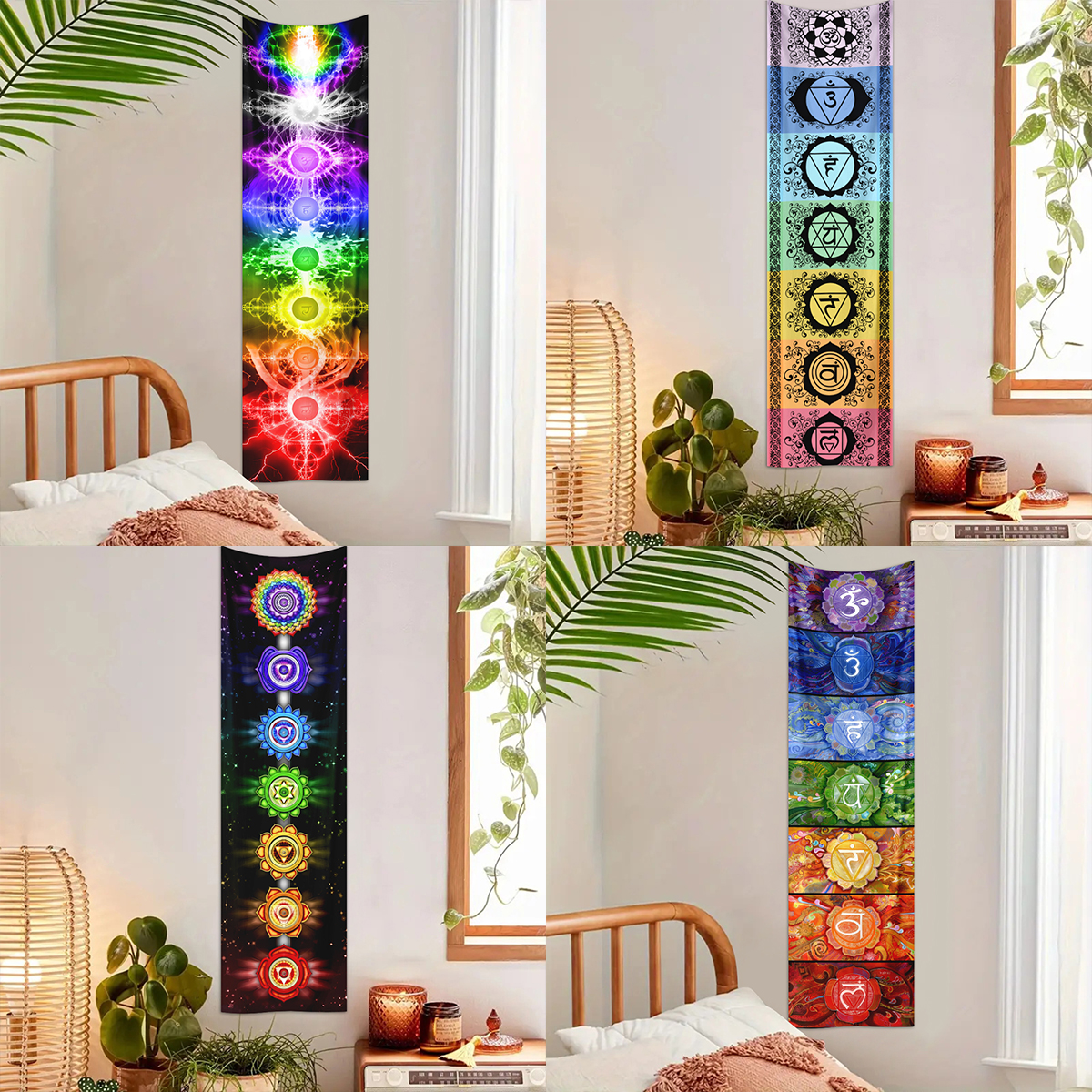 Home Decor Yoga - 1pc Mysterious seven chakra tapestry, Bohemian