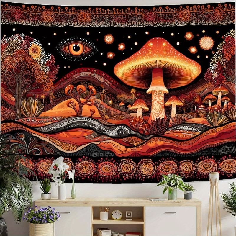 VIKAMA Retro Mushroom Mountain - Home Decor Yoga avaliação e preço