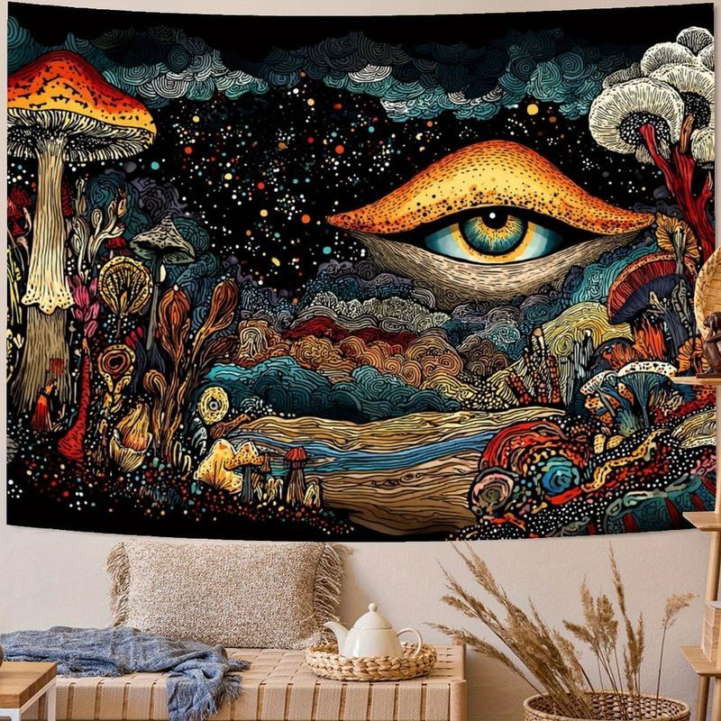 VIKAMA Retro Mushroom Mountain - Home Decor Yoga avaliação e preço