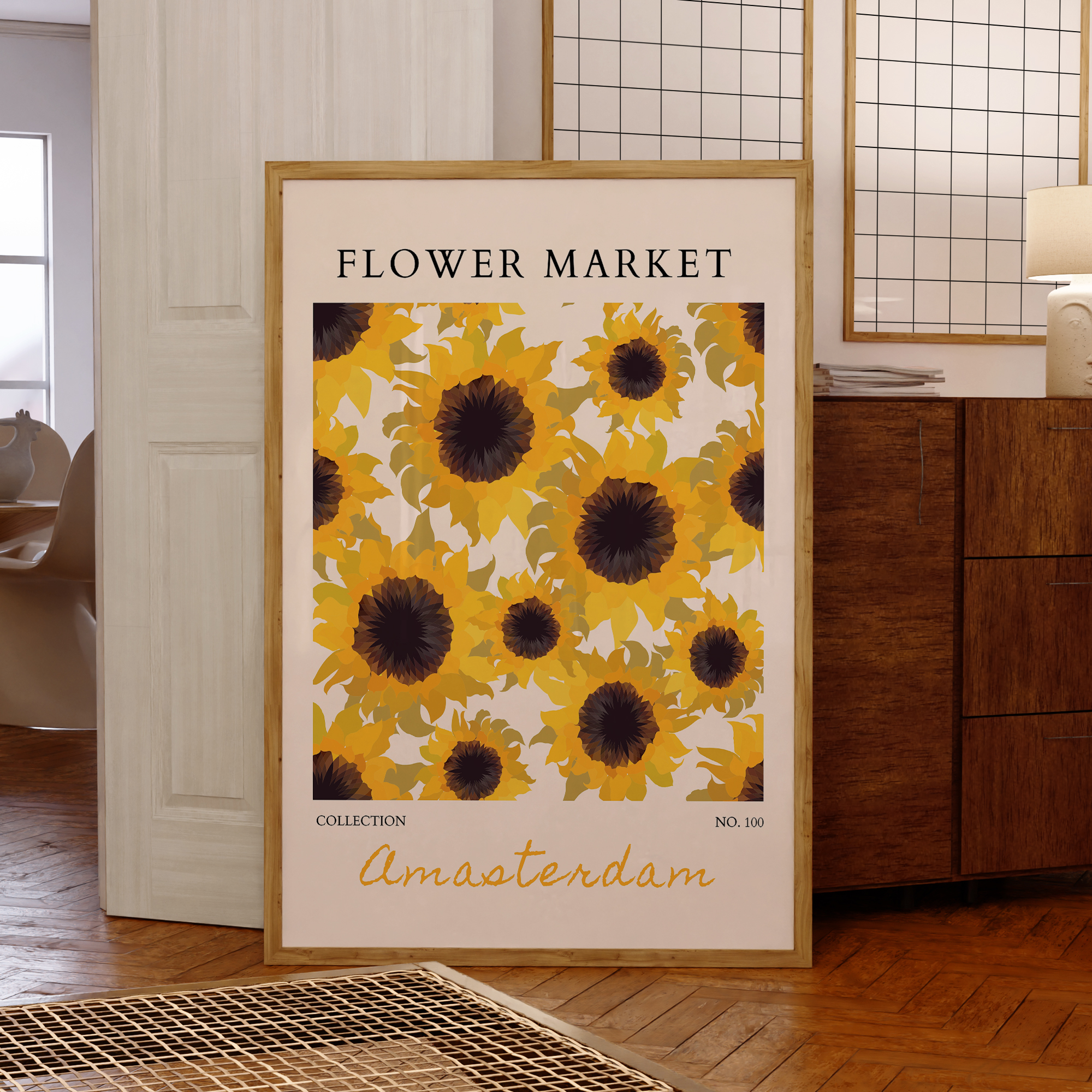 Modern Yellow Flowers Flower M - Geometric Wall Art avaliação e preço