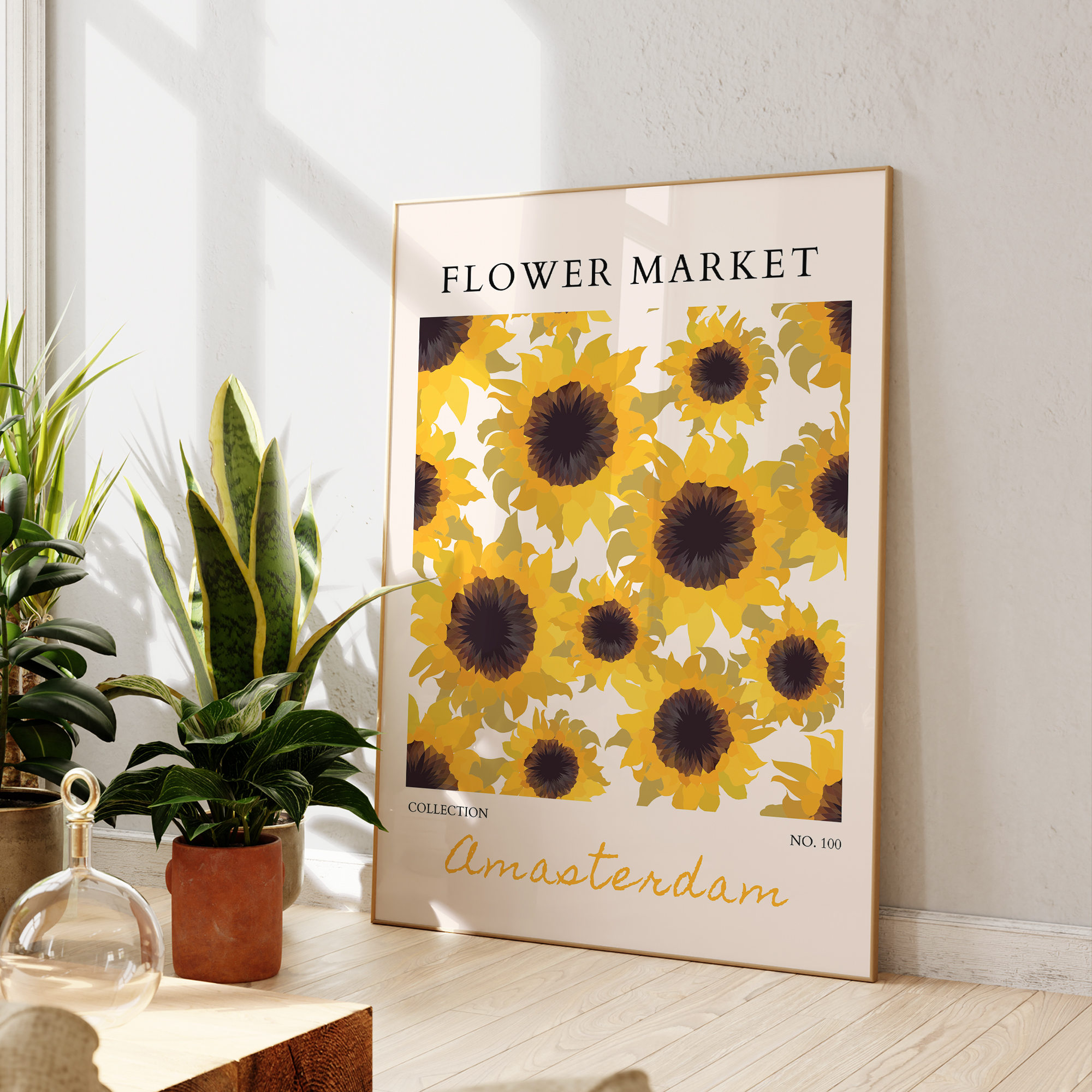 Modern Yellow Flowers Flower M - Geometric Wall Art avaliação e preço