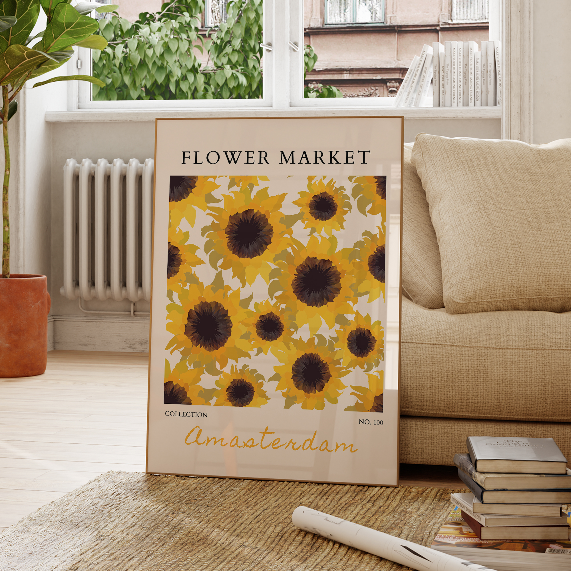 Modern Yellow Flowers Flower M - Geometric Wall Art avaliação e preço