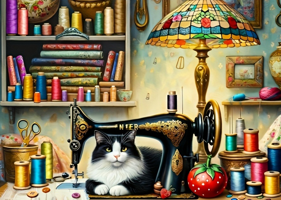 The Cat is under the Sewing Ma - Home Decor Under 500 avaliação e preço