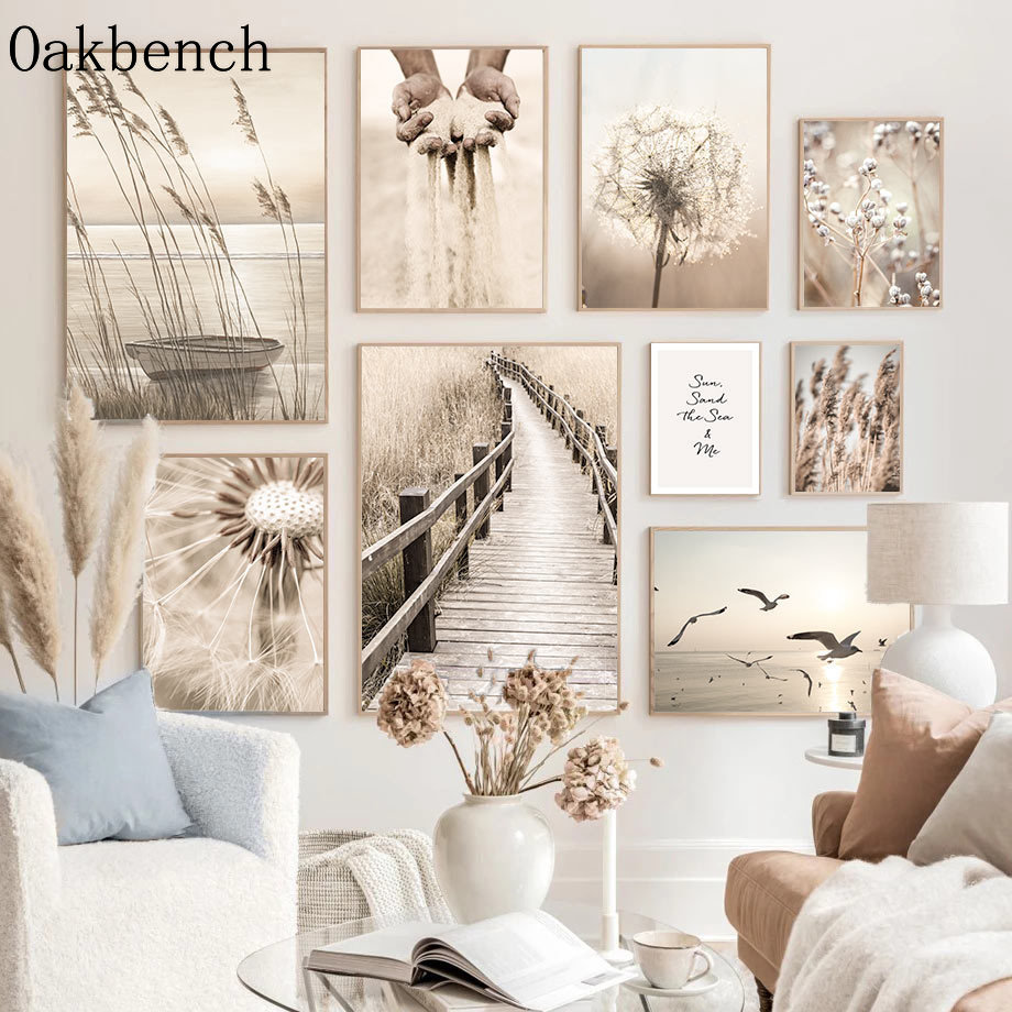 Beige Landscape Wall Art Reed  - Sand Art Picture avaliação e preço