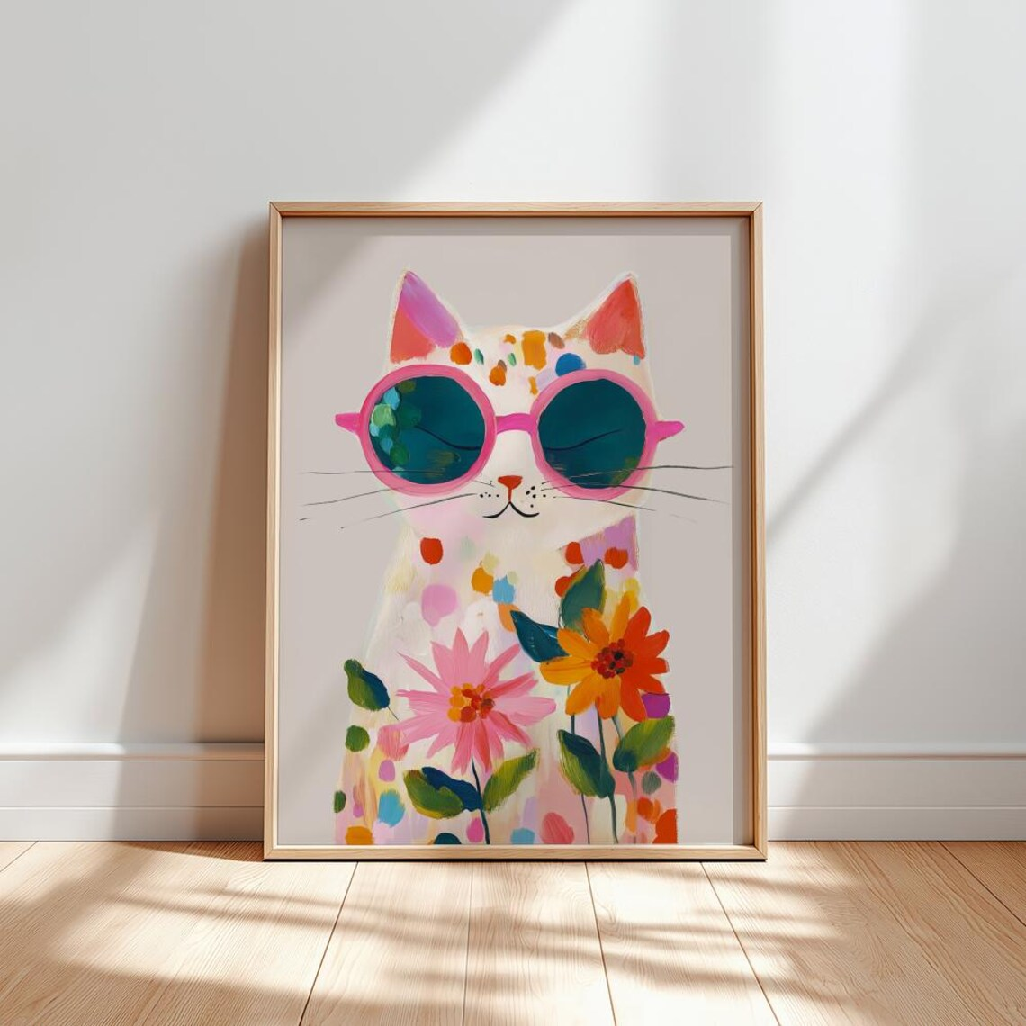 “Colorful Boho Cat Wall Art: P - Geometric Wall Art avaliação e preço