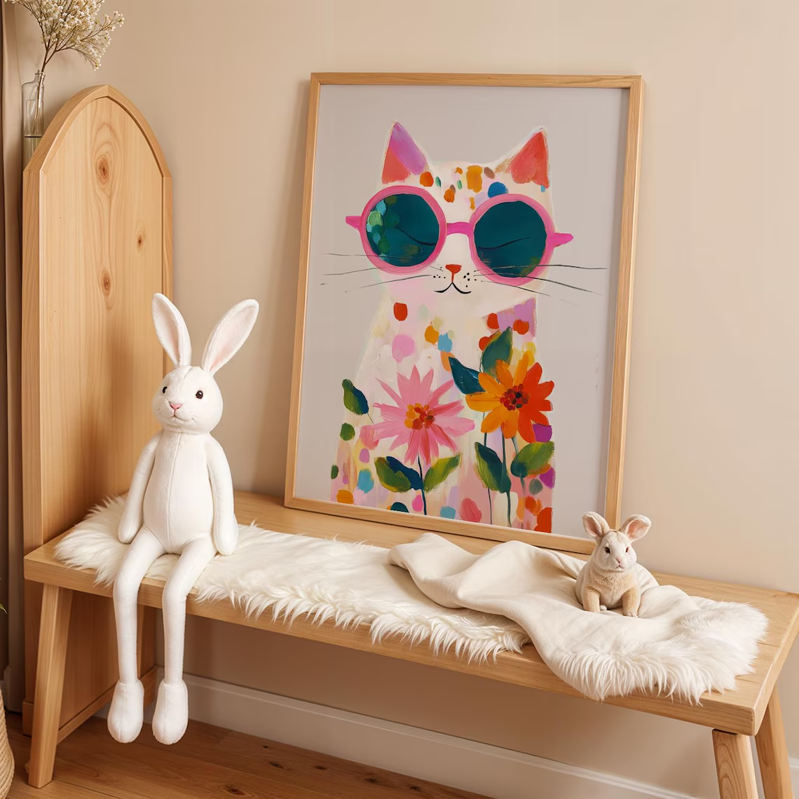“Colorful Boho Cat Wall Art: P - Geometric Wall Art avaliação e preço