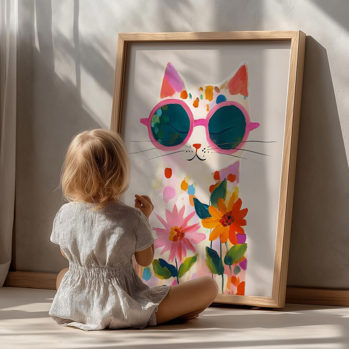 “Colorful Boho Cat Wall Art: P - Geometric Wall Art avaliação e preço