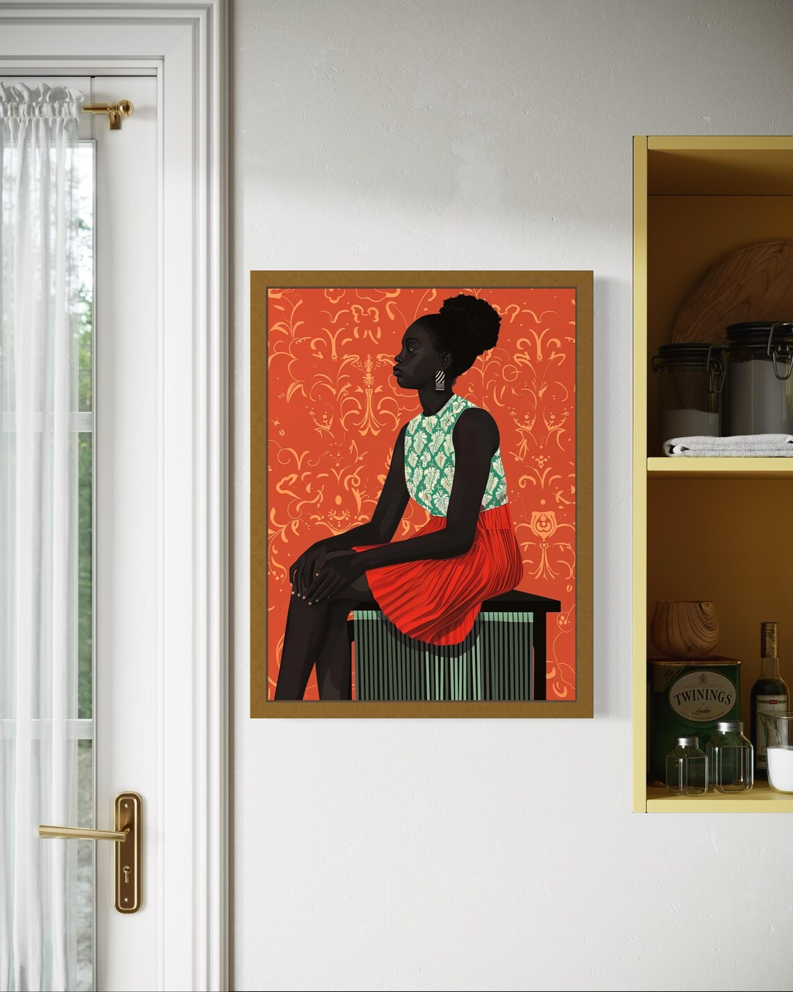 Black Woman Art, Abstract Blac - Geometric Wall Art avaliação e preço