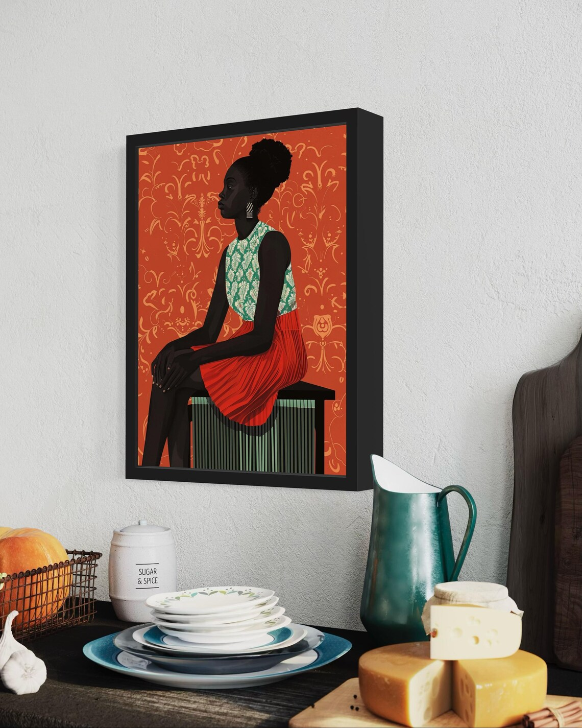 Black Woman Art, Abstract Blac - Geometric Wall Art avaliação e preço