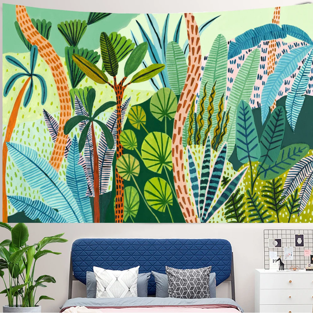 Tropical Green Plant Girl Wall - Home Decor Yoga avaliação e preço