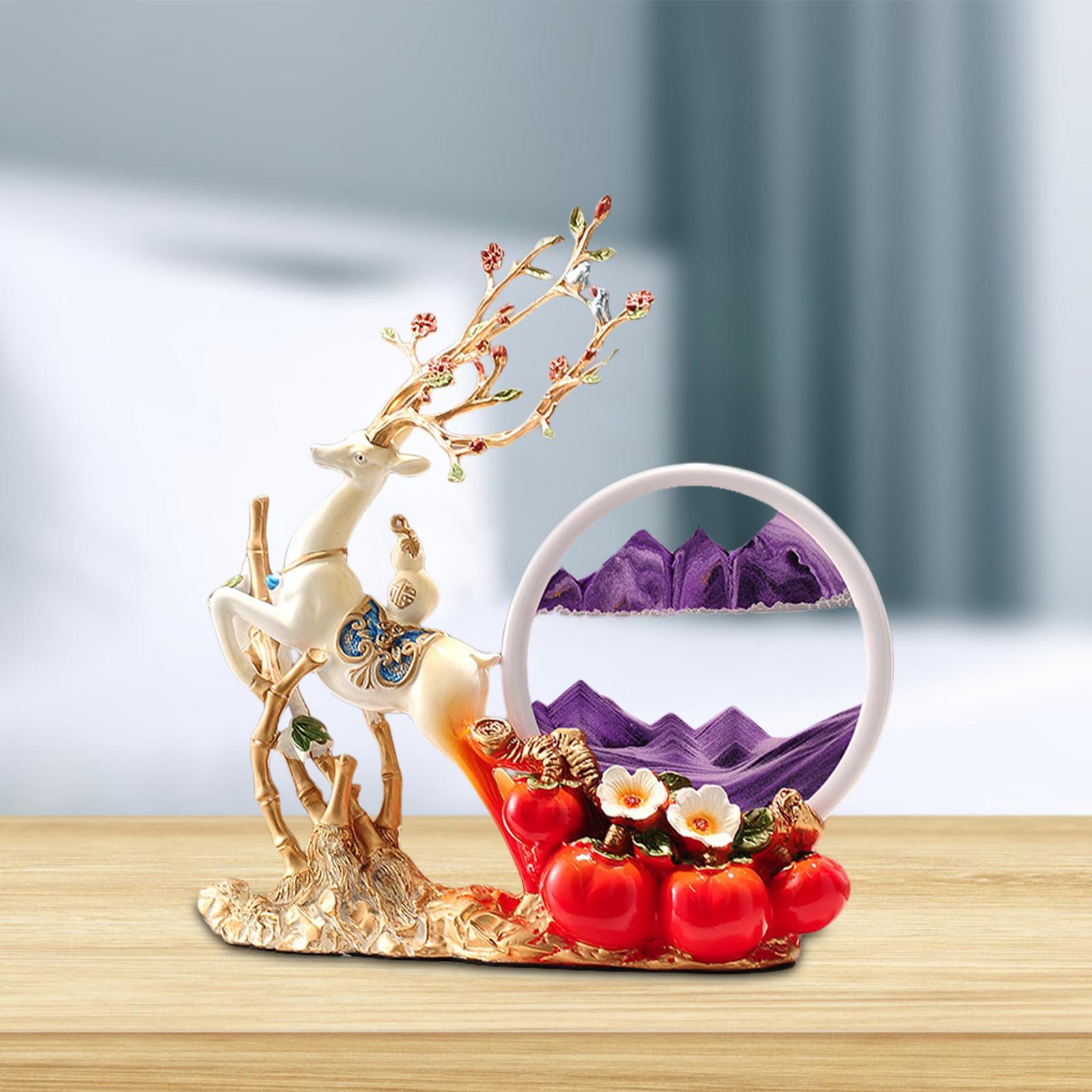 Decor Deer Figurine Resin Orna - Sand Art Picture avaliação e preço