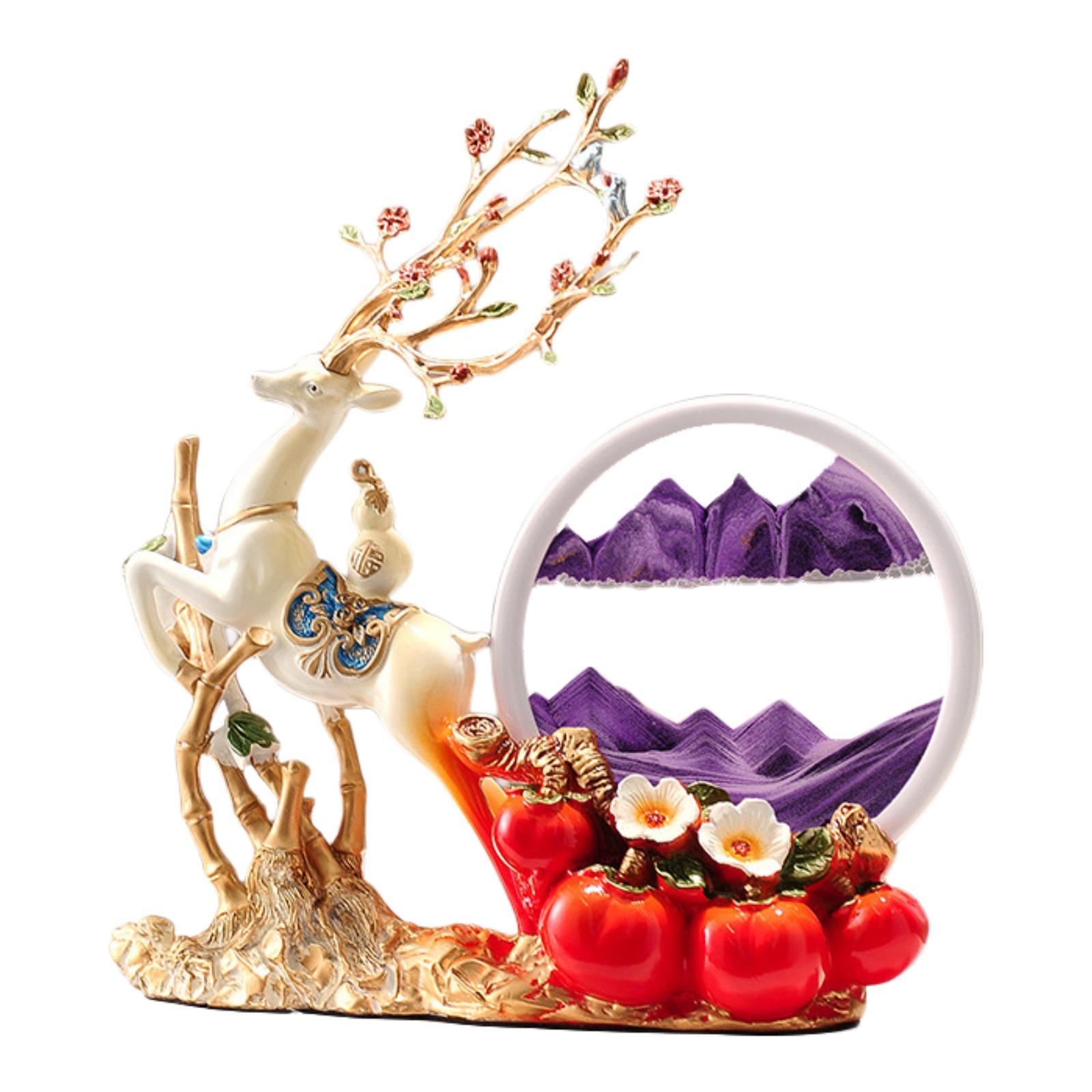 Decor Deer Figurine Resin Orna - Sand Art Picture avaliação e preço