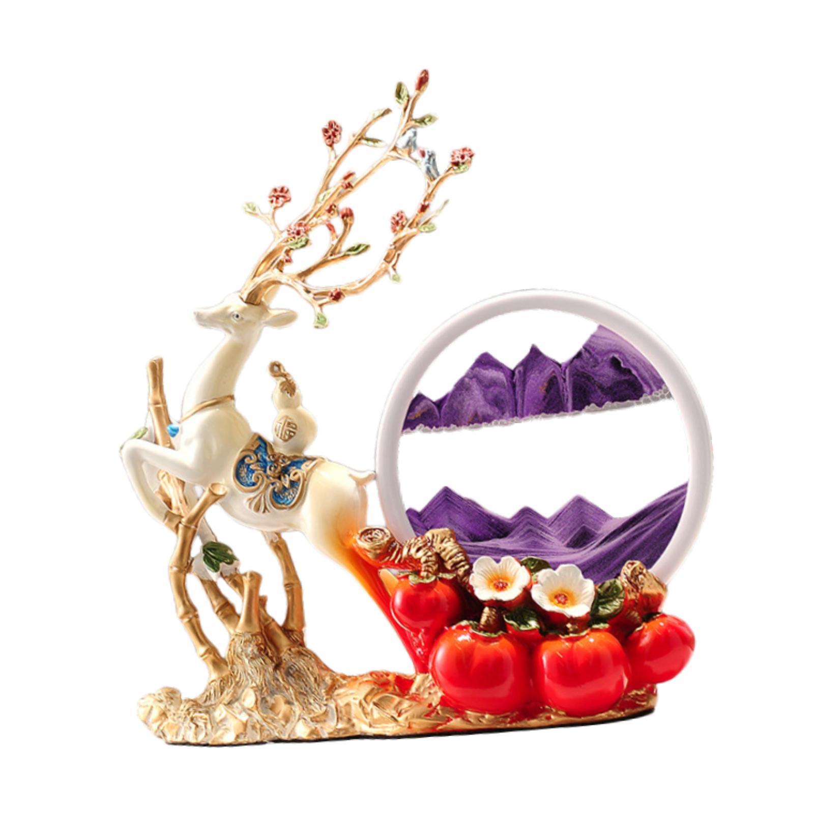 Decor Deer Figurine Resin Orna - Sand Art Picture avaliação e preço