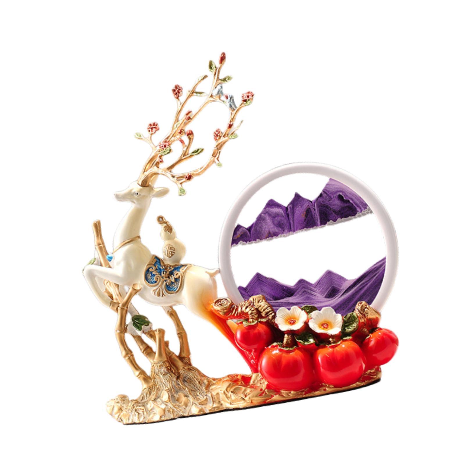 Decor Deer Figurine Resin Orna - Sand Art Picture avaliação e preço
