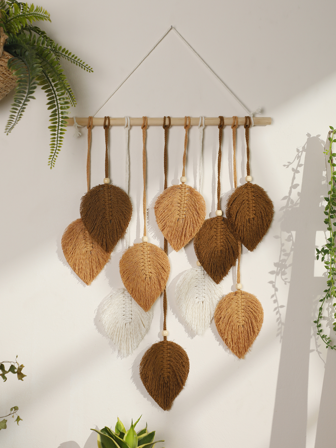 Leaf Macrame Tapestry Brown Gr - Home Decor Yoga avaliação e preço
