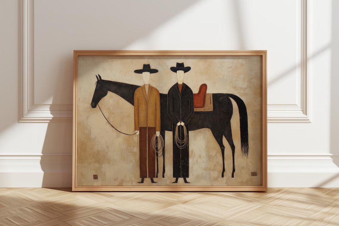 Cowboy Abstract Figurative Hor - Abstract Oil Painting avaliação e preço