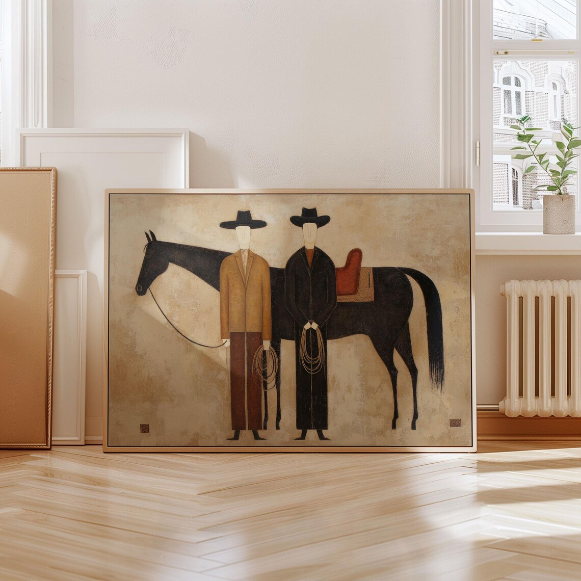 Cowboy Abstract Figurative Hor - Abstract Oil Painting avaliação e preço